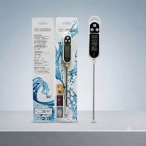Close-up of the stainless steel sensor on the Thermometer TP300 during cooking
