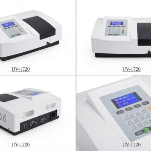 Front view of the sophisticated uv vis spectrophotometer UV-1720 installed on an industrial laboratory bench.