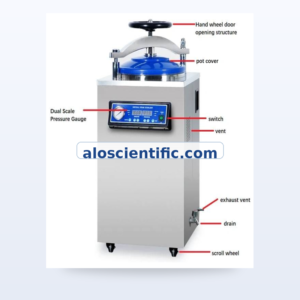 High-pressure DIGITAL AUTOCLAVE SS-V100B vertical sterilizer chamber unit.