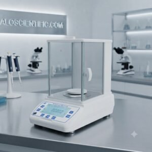 MTL224 Laboratory Electronic Digital Balance featuring a protective glass draft shield on a lab bench.