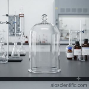 Glass bell jar with base for physics vacuum experiments