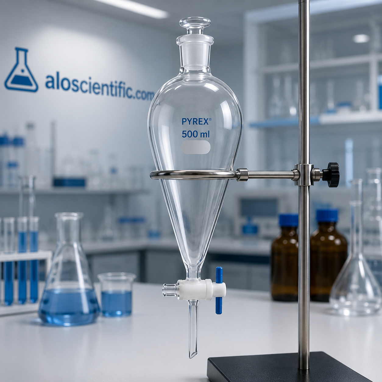Separatory Funnel PTFE Pyrex laboratory glassware