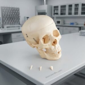 The XC-104 Life-Size Skull is an anatomical teaching model intended to help students understand the structure and arrangement of the human skull.